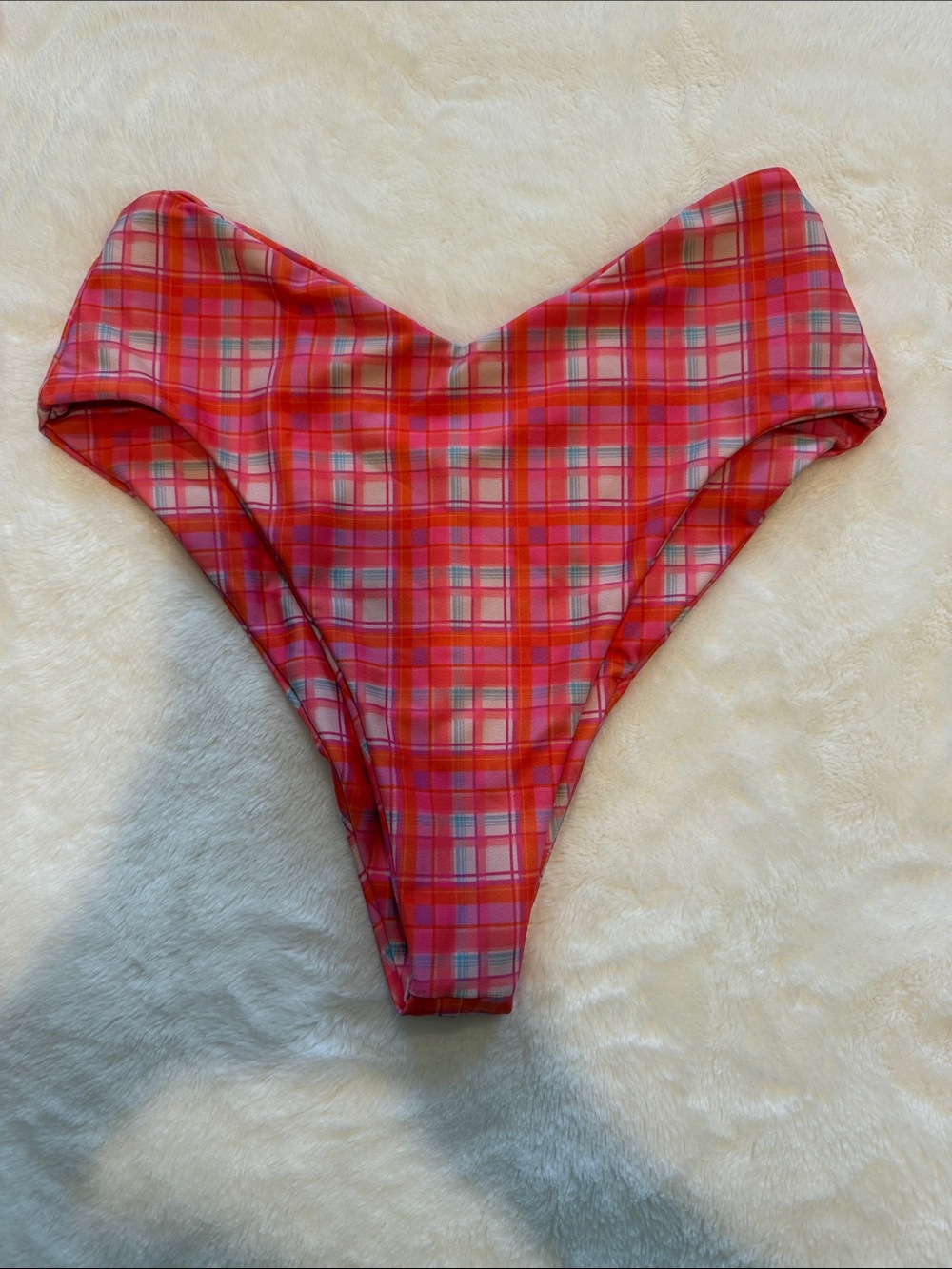 Skatie Pink Plaid High-Cut Melly Bottom